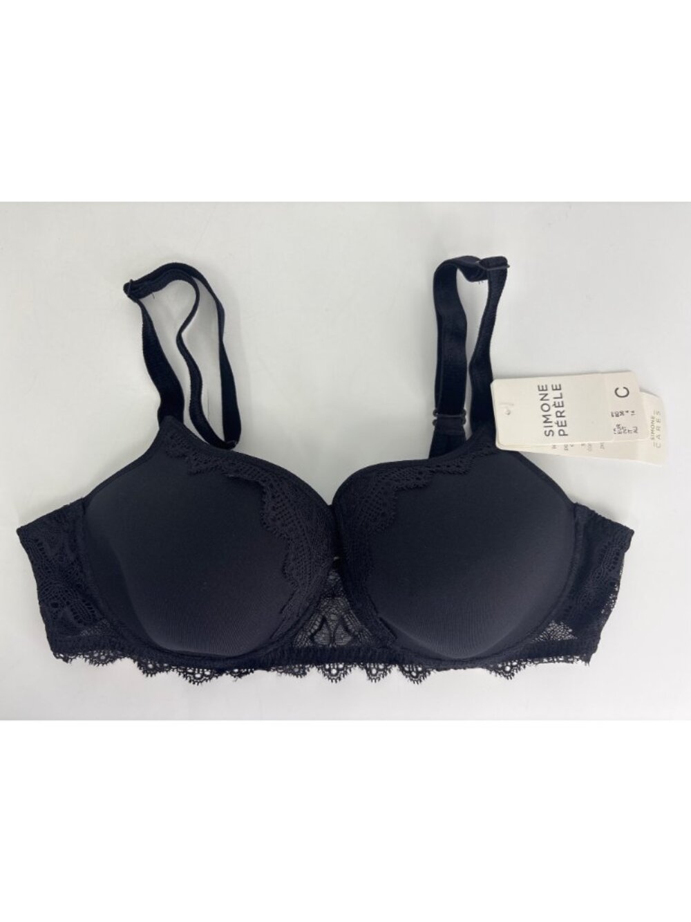 Simone Perele Escale 3d Plunge T-Shirt Underwire Lace Trim Bra Black 36C NEW - Picture 2 of 7